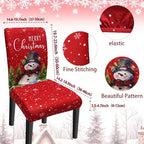 Christmas Chair Covers Set of 6, Xmas Snowman Dining Chair Covers for Party Kitchen Removable Seat Cover for Chairs Christmas Decorations Indoor - Image 4