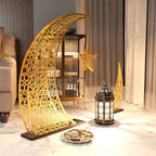 Ramadan Crescent Moon Decor Islamic Home Decoration for Eid Muslim Gifts (Matte Gold, 33x24.4 inches | 84x62 cm) by iwaconcept