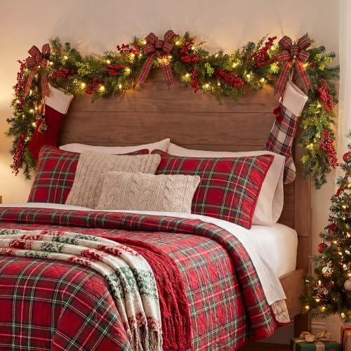 6 ft Christmas Norfolk Pine Garland Artificial Red Berry Garland - Image 6