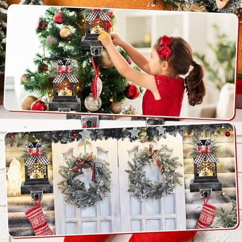 Therwen 2 Pcs Christmas Stocking Holders Lantern, LED, Snowflakes, Black - Image 5