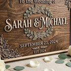 Personalized Rustic Wreath Wedding Welcome Sign - Custom 3D Wood Floral Ceremony Entrance & Reception Board for Farmhouse, Barn or Garden Venue - Multiple Sizes - Image 2