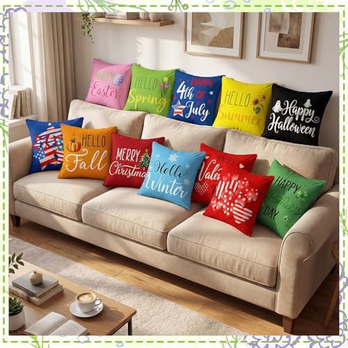 Mindsoft 20 Pcs Holiday Pillow Covers 18 x 18 Easter Pillow Cover Spring Summer 250th Anniversary Pillowcase Decorative Seasonal Cushion Case for Farmhouse Home Sofa(Seasonal) - Image 2