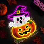 Halloween Neon Sign, Dimmable Cute Ghost Pumpkin LED Lights for Wall Decor - Image 7