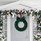 Soaoo 3 Christmas Velvet Wreaths 14" Christmas Wreaths for Front Door Velvet Ornament with Bow for Party Table Fireplaces Porch Walls New Year Home Decor(Green) - Image 6