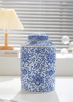 Blue and White Ginger Jar, Ceramic Chinoiserie Decorative Jars for Home, Office, Flower Vase Pocelain, Glossy Vase for Table, Living Room, Bookshelf, Mantle Fireplace, Centerpieces 11" - Image 4