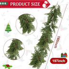 Yinder 15 ft Artificial Cedar Christmas Garland, Extra Long Faux Pine Cypress Vine Garland for Mantel Staircase Doorway Table Centerpiece Indoor Outdoor Holiday Party Decoration(180 Inch) - Image 2
