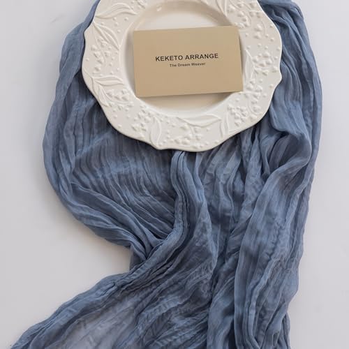 6Pcs Dusty Blue Cheesecloth Table Runner 120 Inches for Home Decorations by KEKETOARRANGE