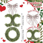 Suncalla 39.4 Inch Valentines Day Wreath with Bow Artificial Greenery XO Valentine's Day Door Wreath Swag Sign for Indoor and Outdoor Porch Front Door Wall Mantels Fireplace Wedding Decor Gift - Image 2
