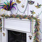 Suncalla 6 ft Mardi Gras Garland Purple Green Gold Glitter Garland Mardi Gras Hanging Decorations for Front Door Carnival Party Wreaths Home Indoor Outdoor Fireplace Decor by Unknown