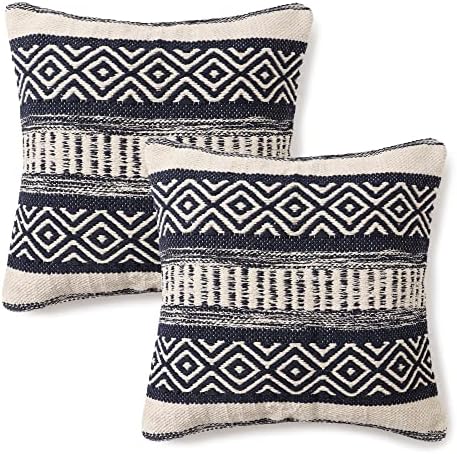 · REDEARTH · Textured Handwoven Throw Pillow Cases - Indigo Impressions by REDEARTH