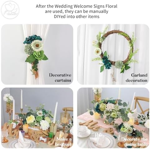 Odouzy Artificial Wedding Arch Flowers for Wedding Sign,Set of 2 for Wedding Welcome Ceremony Sign,Faux Floral Swags,Wedding, Banquet and Reception Backdrop Floral Decoration (Dark Green) - Image 6