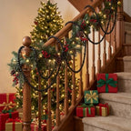 48Ft Christmas Wood Bead Garland Rustic Holiday Decor for Tree (Black) - Image 7