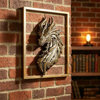 Gold Dragon Head Wall Decor with Metal Frame, Resin Fantasy Dragon Wall Hanging Sculpture, Retro Mythical Animal Head Wall Art Ornament, Luxury Wall Decoration for Living Room Bedroom Office Home - Image 2