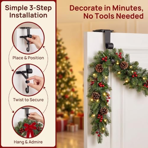 Garland Hangers for Mantle, 2026 New Fireplace Stocking and Garland Hanger, 2 in 1 Adjustable Christmas Garland and Stocking Hanger, fits 0.5" to 8.5" Mantles, Holds Up to 20 Lbs，Black：6pcs - Image 3