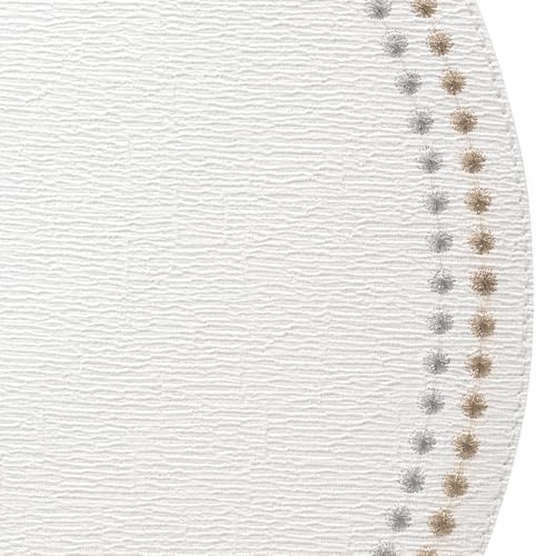 Bodrum Pearls Round Embroidered Placemats Set of 4 – 15" Elegant Table Mats for Dining, Weddings & Special Occasions, Decorative, Wipe-Clean Vinyl Placemats, Pure White/Gold & Silver - Image 3