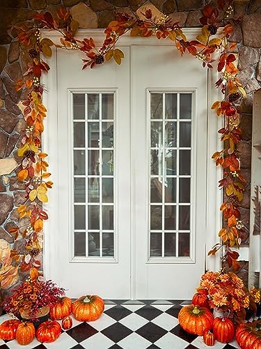 Anna's Whimsy 13FT Thanksgiving Garland With Pumpkin and Pine Cone, Hanging Autumn Leaf Decor for Door, Wall, Staircase, Porch, Balcony, Fireplace - Fall Indoor Decor - Image 4