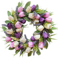 Spring/Summer Wreaths for Front Door,Purple Tulip Wreath for Decoration, 22 Inch Door Wreaths Indoor Outdoor for Party Holiday Farmhouse Wedding Home Wall Window Decor by CIROASES
