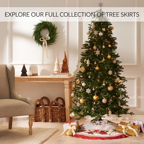 Threadmade Stowe Tartan Plaid Tree Skirt, Red - 48" W x 48" L - Image 6