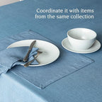 Over&Back Set of 4 Washed 100%-Linen Woven Placemats - Colorful Dining Table Mat - Machine Washable - Kitchen and Home Decor - Blue - Image 3