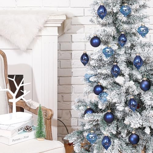 Zomiboo 12 Pcs Navy Blue Glass Christmas Ball Ornaments Set 3.15" - Image 5