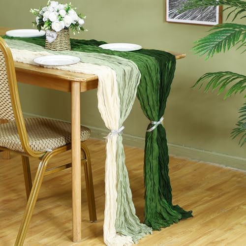 Remagr 12 Pcs Gradient Green Cheesecloth Gauze Table Runners - Image 2