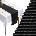 12 Packs Sequin Table Runner Glitter Dining Table Runner for Birthday Wedding Engagement Bridal Baby Shower Bachelorette Holiday Celebration Party Supplies Decorations (12" x 108", Black) by Fivenl