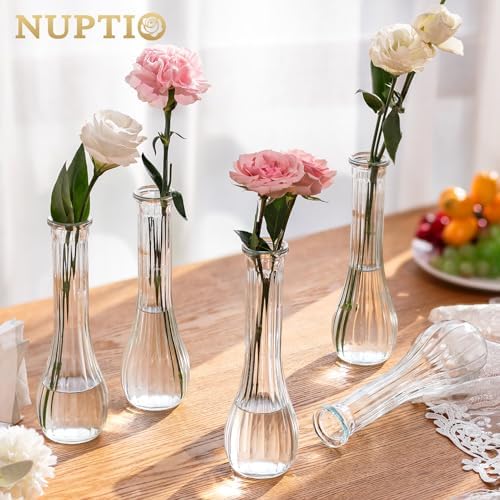 NUPTIO Glass Bud Vases Centerpiece Bulk, 8.5" Tall, Clear, Set of 12 - Image 7