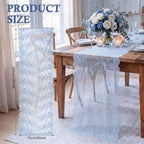 Remagr 12 Pcs Dusty Blue Lace Table Runners 30" x 120" Floral Wedding Decor - Image 2