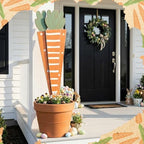 Yerliker 39 Inch Easter Wooden Porch Sign Wooden Carrot Standing Sign Decoration Easter Outdoor Decor Carrot Shape Decor for Porch, Yard, Front Door, Garden, Patio, Outdoor - Image 3