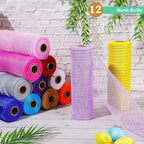 Timgle 12 Rolls Easter Deco Mesh Ribbon for Wreath Making 6 Inch x 30 Feet Each Roll Poly Metallic Foil Deco Mesh Ribbons for DIY Crafts Easter Christmas Spring Summer Party Decor(Modern Color) - Image 5