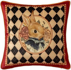 Vintage Christmas Pillow Cover 18x18, Checkered Bunny by Unknown