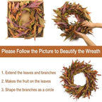 Olive Wreath for Front Door 26 inch, Greenery All Season Wreath with Olive Leaf Fruit, Home Decoration for Outdoor Living Room Indoor Wall and Outside - Image 6