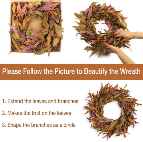 Olive Wreath for Front Door 26 inch, Greenery All Season Wreath with Olive Leaf Fruit, Home Decoration for Outdoor Living Room Indoor Wall and Outside - Image 6