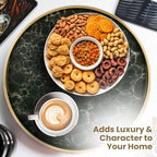 HOME ARCHIVE Round Serving Tray with with Handles Antique Look & Stylish Design Decorative Trays for Kitchen Round Ottoman Tray for Dinning Living Room & Home Decor Pack of 2 (Teal) - Image 7