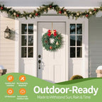 24 Inch Christmas Wreath – Artificial Norfolk Pine & Cedar Greenery, Full Holiday Wreath for Front Door, Wall, Window, Porch, Indoor & Outdoor Christmas Decor (1, 24") - Image 2