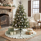 JOVIPOP Christmas Tree Skirt, 48 Inch Green Striped Ruffle - Image 4