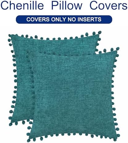 CaliTime Decorative Couch Throw Pillow Covers 22 X 22 Inches Teal - Image 6
