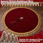 Roowest 55 Inch Burgundy Christmas Tree Skirt Velvet, Round - Image 6