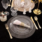 PULOTE 100Pieces Clear Plastic Plates - Premium Heavyweight Plastic Clear Disposable for Wedding&Party Include 50 Dinner & 50 Dessert/Salad Plates - Image 5