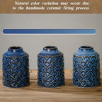 Ceramic Flower Vase, 7.28” Vintage Blue Pottery Vase for Home Decor, Rustic Textured Vase for Pampas Grass, Living Room, Entryway, Mantel, Kitchen Table, Centerpiece - Image 4