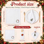 Christmas Cloth Napkins Linen Dinner Napkin, Set of 24, White - Image 2