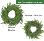 24’’ Real Touch Christmas Wreath, Artificial Cedar Wreath for Front Door - Image 2