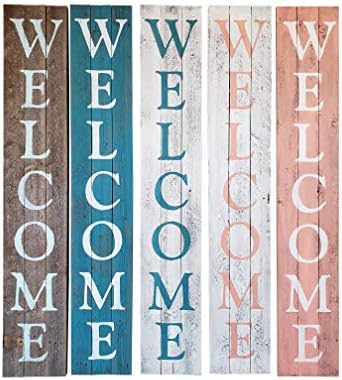 Welcome Sign for Front Porch Made with Real Rustic Reclaimed Wood - 5 feet Tall - Fixer Upper Farmhouse barn Wood Style (White/Teal) - Image 4