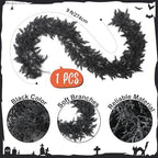 Dingion 1 Pack 9 ft Halloween Black Artificial Cedar Garland - Image 2