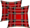 Batmerry Tartan Plaid Throw Pillow Covers, Royal Stewart Tartan Classic Red Scottish Plaid Decorative Pillow Covers Digital Printing Blended for Couch Sofa Bed Invisible Zipper 24X24 in(Set of 2) by Batmerry