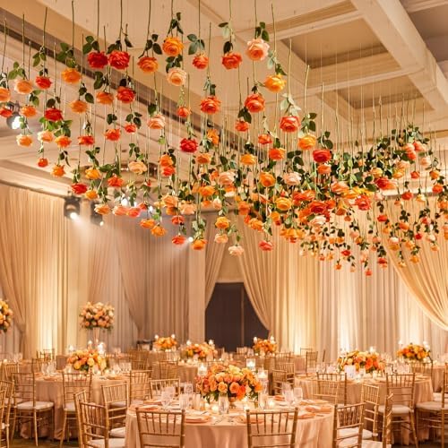 Lyrow 60 Pack Burnt Orange Rose Hanging Garland Artificial Flowers Ceiling - Image 6