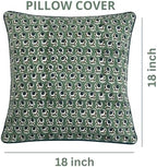 Ridhi Block Print Basil Green Pillow Cover 18" x 18" (Pack of 2) Decorative Couch Pillows for Living Room, Chic Boho Cute Outdoor Pillows Covers Gifts for Spring, Easter and Valentine - Image 4