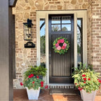 Spring Wreaths for Front Door Outside 24 Inch Spring Door Wreath with Pink Peony, Dahlias & Hydrangea, Handmade Silk Summer Wreaths for Front Door Home Wall Window Proch Seasonal Decor - Image 5