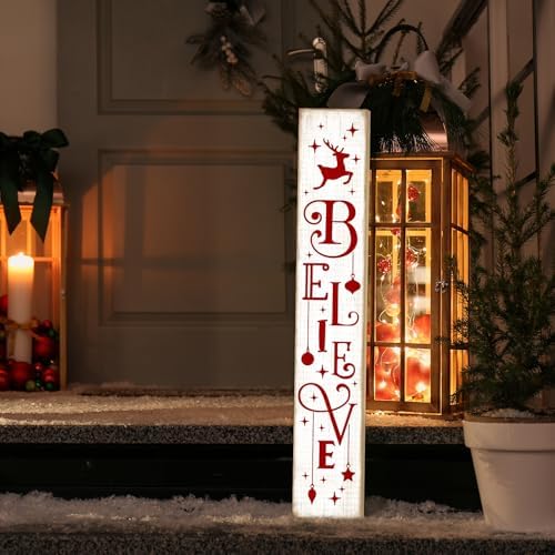 Welcome Porch Sign, Wooden, 47.2", Outdoor Front Door, Reindeer - Image 7