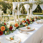 Realistic Artificial Eucalyptus & Rose Garland, 2-Pack, Orange - Image 2
